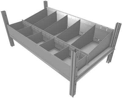 Cassettiera doppia zincata a 10 scomparti cm. 100x60
