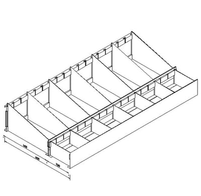 Cassettiera doppia zincata a 12 scomparti cm. 120x60