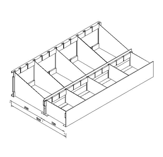 Cassettiera doppia zincata a 8 scomparti cm. 80x50
