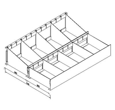 Cassettiera doppia zincata a 8 scomparti cm. 91x60
