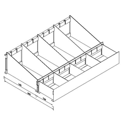 Cassettiera doppia zincata a 8 scomparti cm. 91x60