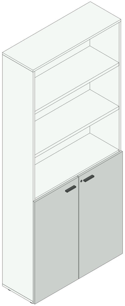Armadio operativo ad ante in melaminico per ufficio cm. 90x33,7x194,4h