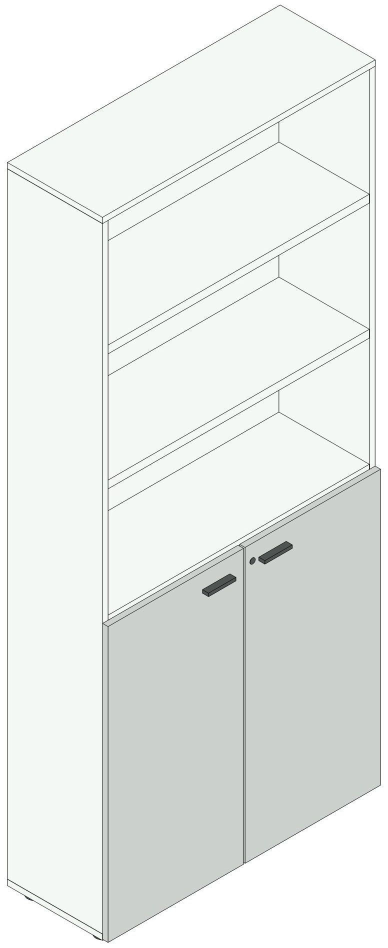 Armadio operativo ad ante in melaminico per ufficio cm. 90x33,7x194,4h