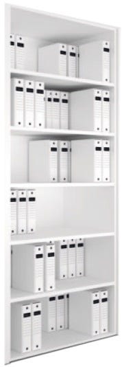 Armadio a giorno da ufficio in legno con 5 ripiani cm. 90x31,7x232,8h