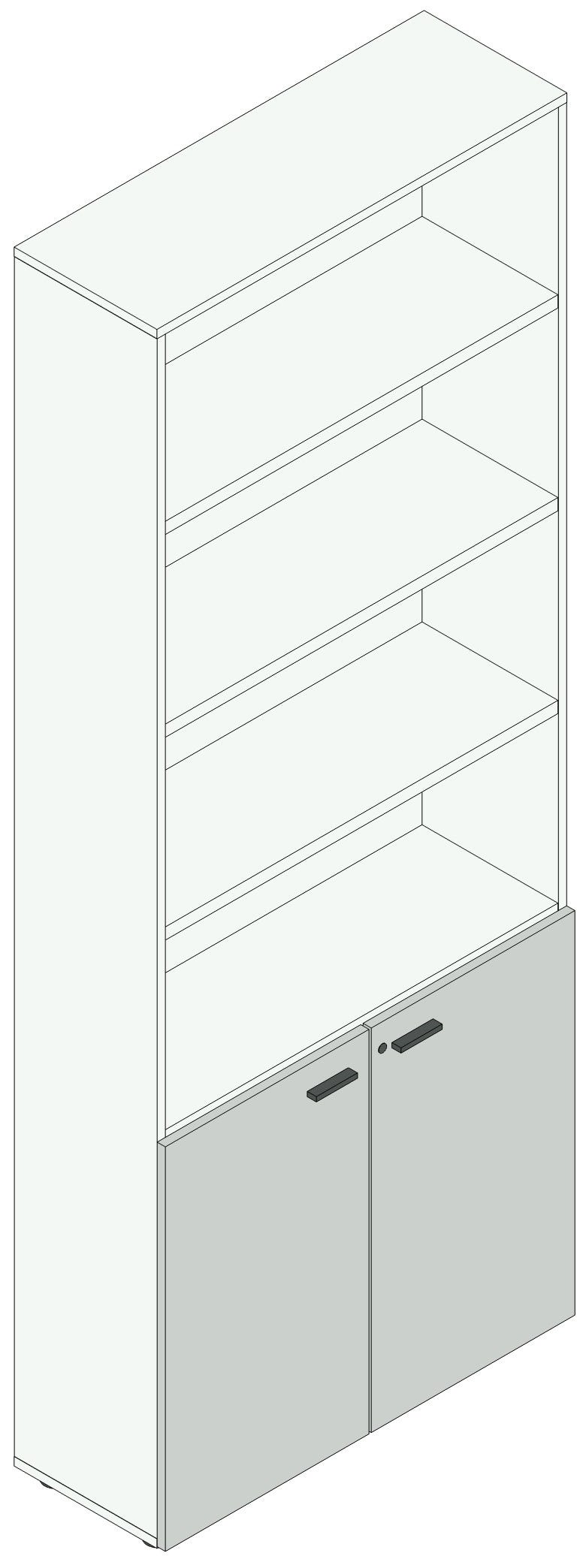 Armadio ad ante in melaminico per ufficio operativo cm. 90x33,7x232,8h