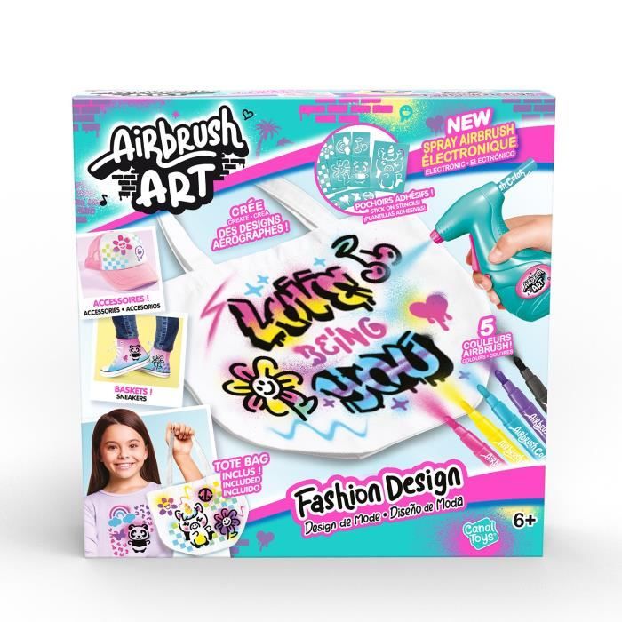 Canal Toys - Airbrush Art - Kit Fashion Design con spray elettronico, stencil e pennarelli - AIR 016