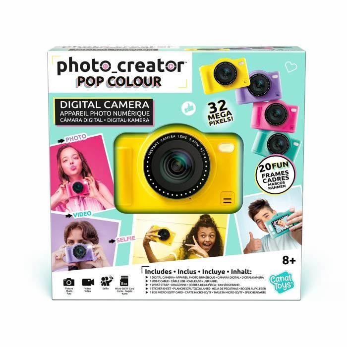 Canal Toys - Photo Creator - Fotocamera digitale pop colore giallo - Con scheda SD da 32 GB inclusa