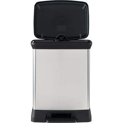 Pattumiera rettangolare - DECO BIN - CURVER - 50L - Design elegante - 39 x 29 x 51 cm - Grigio metallizzato