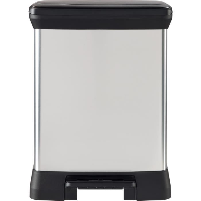 Pattumiera rettangolare - DECO BIN - CURVER - 50L - Design elegante - 39 x 29 x 51 cm - Grigio metallizzato