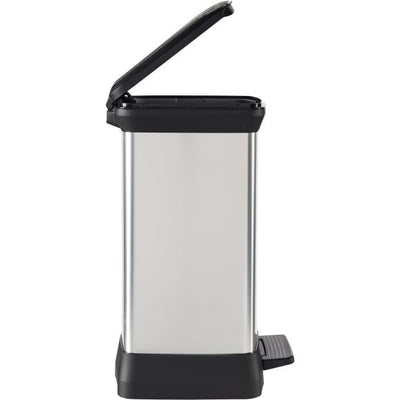 Pattumiera rettangolare - DECO BIN - CURVER - 50L - Design elegante - 39 x 29 x 51 cm - Grigio metallizzato