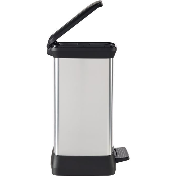 Pattumiera rettangolare - DECO BIN - CURVER - 50L - Design elegante - 39 x 29 x 51 cm - Grigio metallizzato