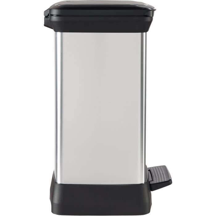 Pattumiera rettangolare - DECO BIN - CURVER - 50L - Design elegante - 39 x 29 x 51 cm - Grigio metallizzato
