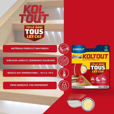 Nastro biadesivo - CYANOLIT - Nastro extra sottile - Ultra sottile - Alta adesività - Discreto e resistente