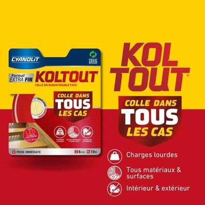 Nastro biadesivo - CYANOLIT - Nastro extra sottile - Ultra sottile - Alta adesività - Discreto e resistente