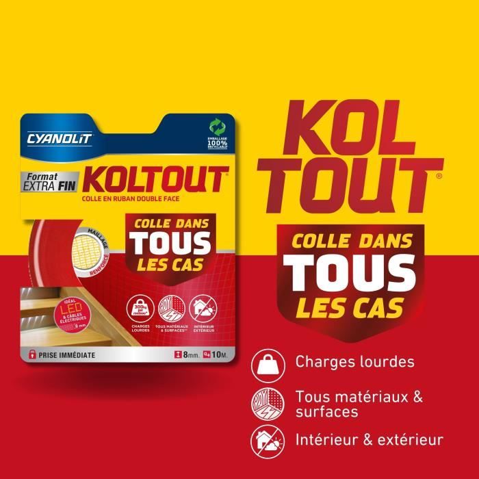 Nastro biadesivo - CYANOLIT - Nastro extra sottile - Ultra sottile - Alta adesività - Discreto e resistente