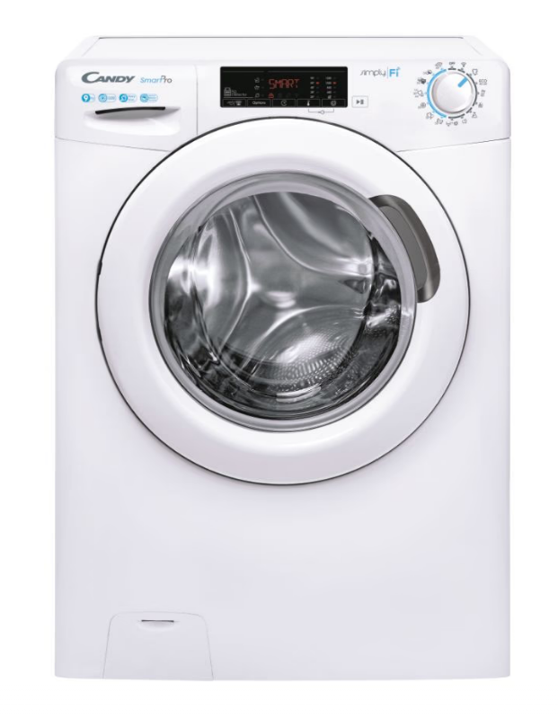 Candy cso 1295tw4/1-s lavatrice a carica frontale smart pro lavatrice a carica frontale, libera installazione, 9 kg, 1200 rpm, classe b, bianco, 16 programmi, controllo remoto avanzato e contenuti extra in app (wi-fi + ble), l x p x a (cm) 60x53x85