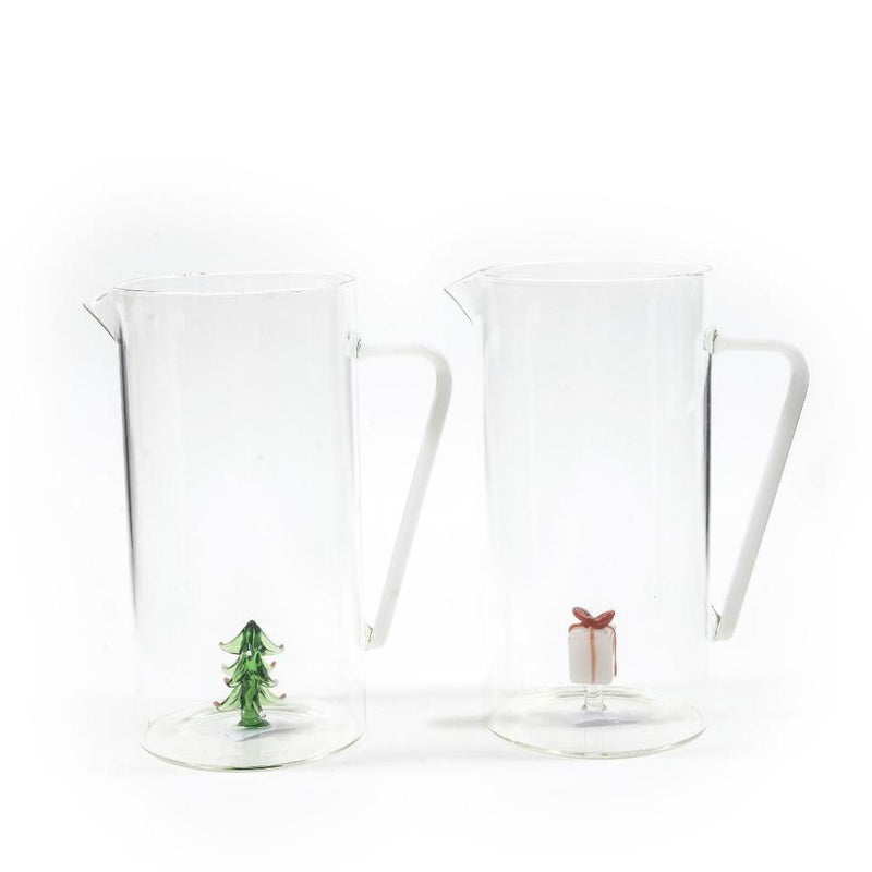 Caraffa in Vetro 1300ML. 15.5x 10x H20Cm con Decorazione Mercury