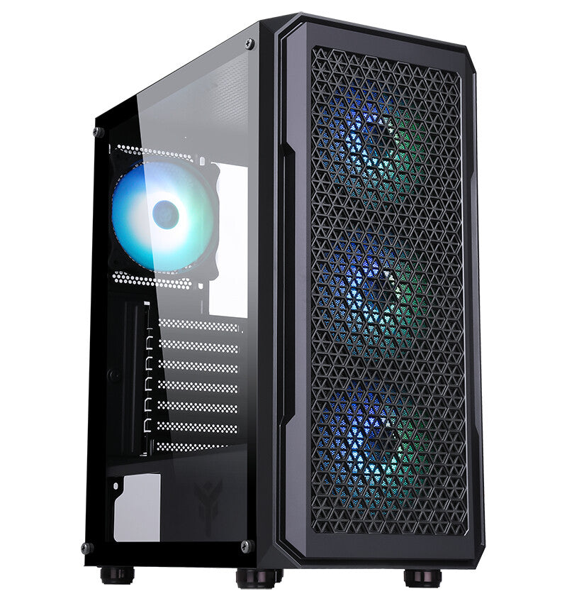 Case SIX TRIANGLE - Gaming Middle Tower- 4x12cm ARGB fan- USB3- Side Panel Temp Glass