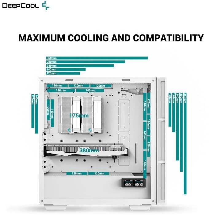 Case PC senza alimentatore - DEEPCOOL CH560 DIGITAL (Bianco) - Tower medio - Formato E-ATX