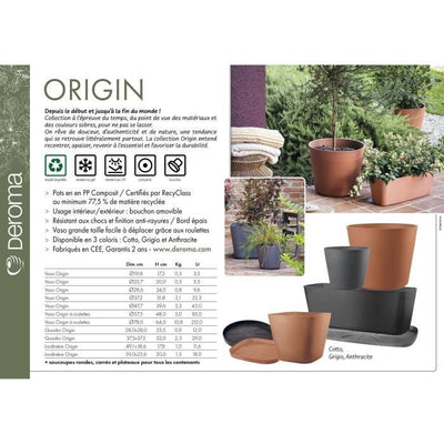 Vaso quadrato per fiori - DEROMA - Origin - 30 L - Antracite