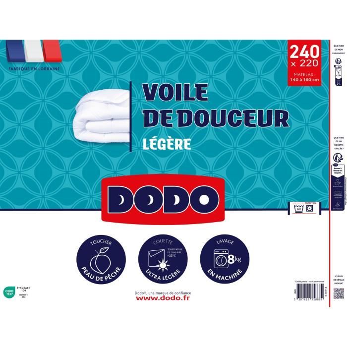 DODO - Edredón ultraligero 100 g/m - VOILE DE DOUCEUR - 220 x 240 cm - Blanco