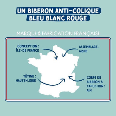 Confezione da 3 biberon - DODIE - EB19 - 270 ml - Tettarella piatta - Verde