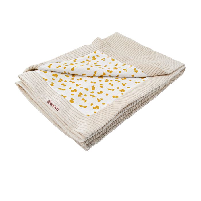 Coperta reversibile per neonati in stile safari Beige 75x100 cm