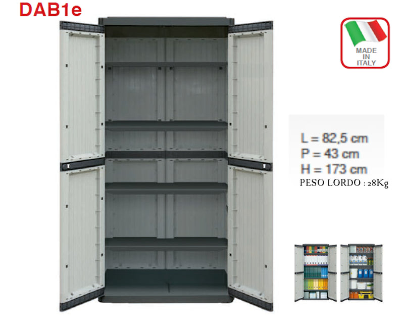 Armadio Doppio Modello Alto con Porte Battenti 173x82x43 Esterno Interno