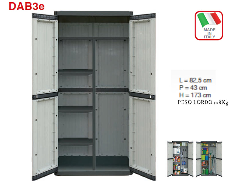 Armadio Modulare Alto Esterno Interno Robusto 173x82x43 con Porte Battenti