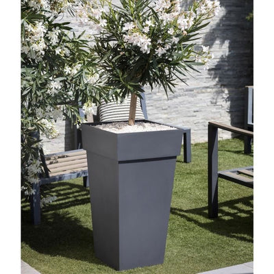 EDA Vaso di fiori XXL Toscana - Quadrato - 43,3 x 43,3 x H 80 cm - 98 L - grigio antracite