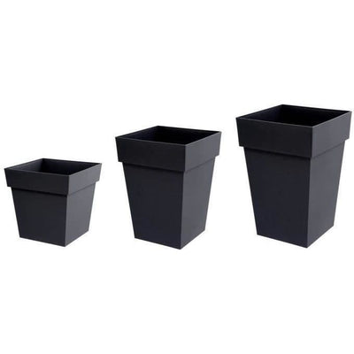 EDA Vaso di fiori XXL Toscana - Quadrato - 43,3 x 43,3 x H 80 cm - 98 L - grigio antracite