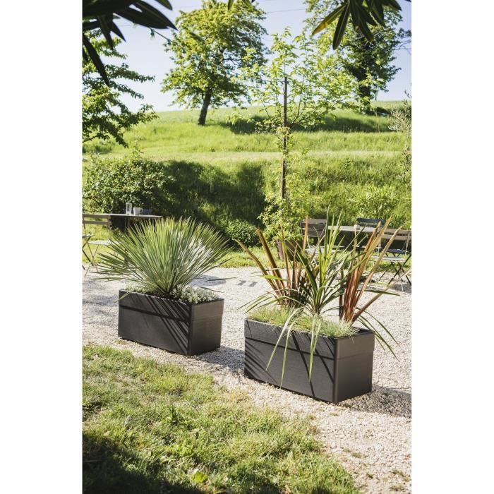 Fioriera - CAREL - Grigio antracite - 63 L - 78 x 39 x H.39 cm - EDA - Con ruote - Esterno o interno