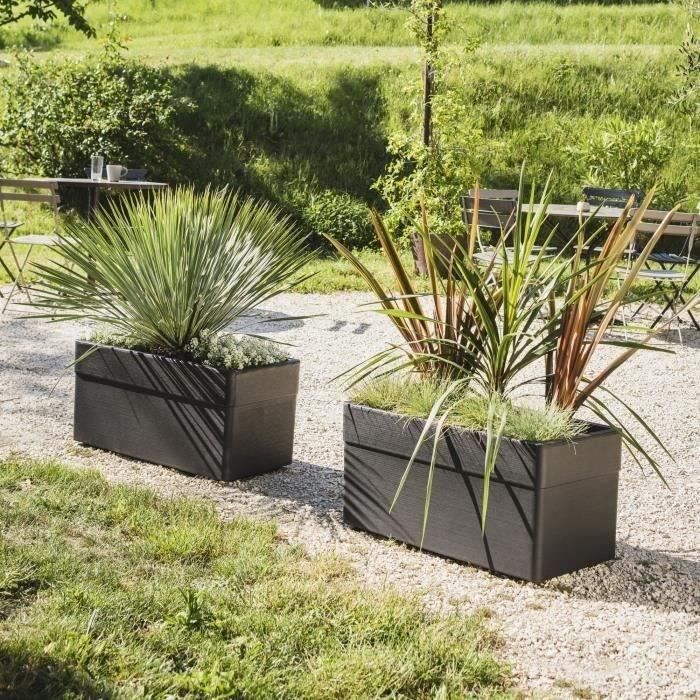 Fioriera - CAREL - Grigio antracite - 63 L - 78 x 39 x H.39 cm - EDA - Con ruote - Esterno o interno