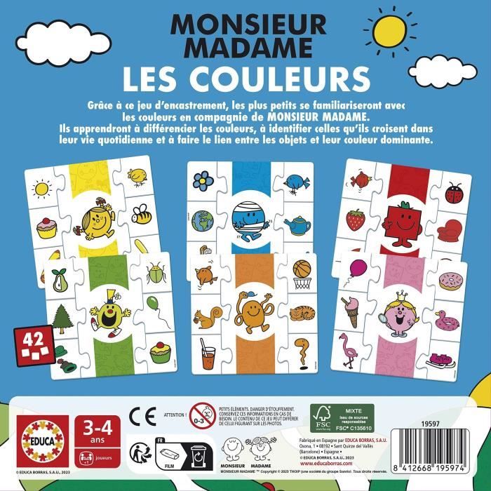 Gioco didattico - EDUCA - Monsieur Madame - Colori