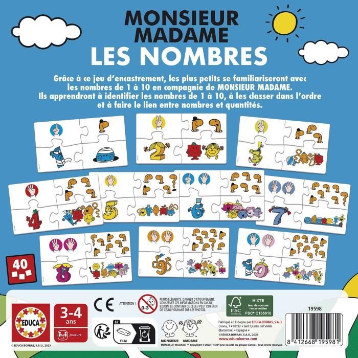 Gioco didattico - EDUCA - Monsieur Madame - Numeri