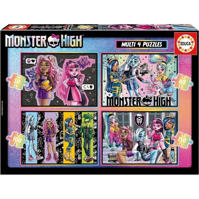 4 puzzle progressivi - EDUCA - Multi 4 Monster High 50-80-100-150