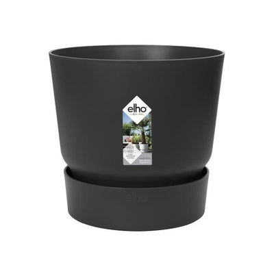 Vaso di fiori rotondo ELHO Greenville 25 - Esterno -  24,48 x H 23,31 cm - Nero vivente