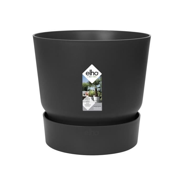Vaso di fiori rotondo ELHO Greenville 25 - Esterno -  24,48 x H 23,31 cm - Nero vivente