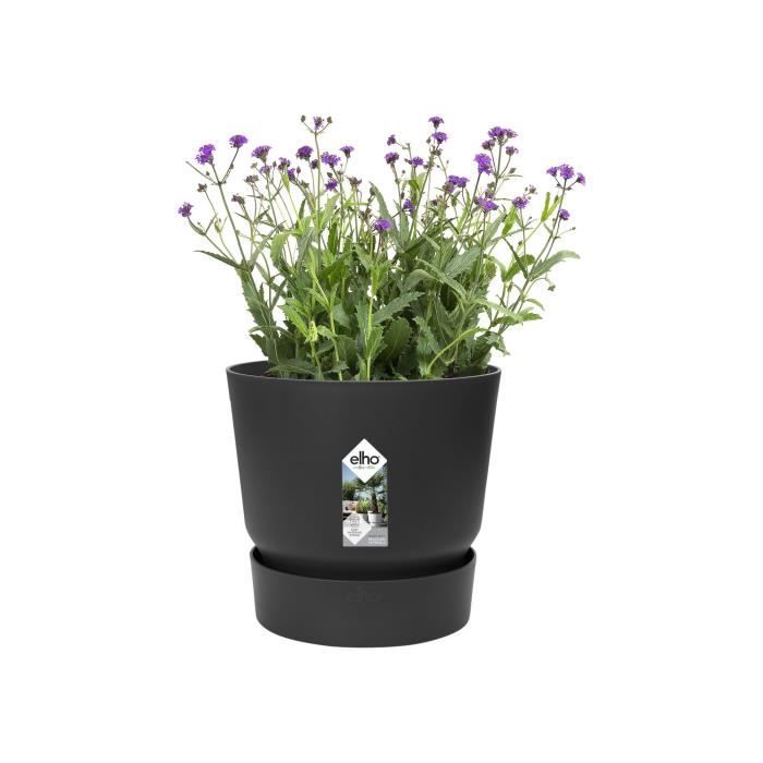 Vaso di fiori rotondo ELHO Greenville 25 - Esterno -  24,48 x H 23,31 cm - Nero vivente