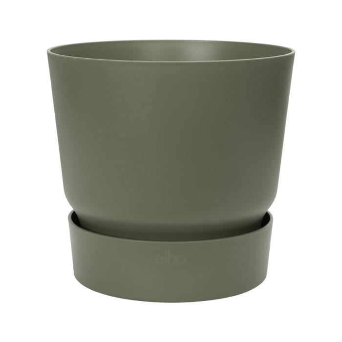 Vaso per fiori rotondo ELHO Greenville 25 - Esterno -  24,48 x H 23,31 cm - Verde foglia