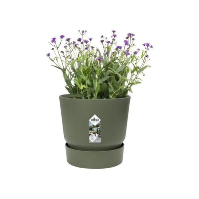 Vaso per fiori rotondo ELHO Greenville 47 - Esterno -  47 x H 44,1 cm - Verde foglia