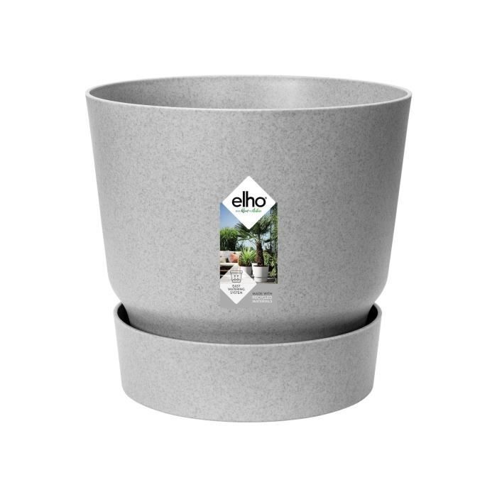 Vaso di fiori rotondo ELHO Greenville 25 - Esterno -  24,48 x H 23,31 cm - Grigio cemento vivente