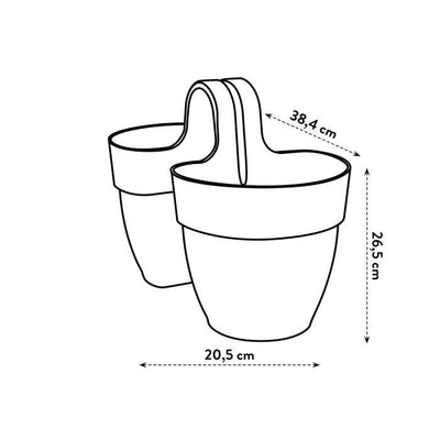 ELHO - Vaso da fiori - Vibia Campana Flower Twin 21 - Antracite - Balcone esterno - L 38,4 x P 20,5 x H 26,5 cm