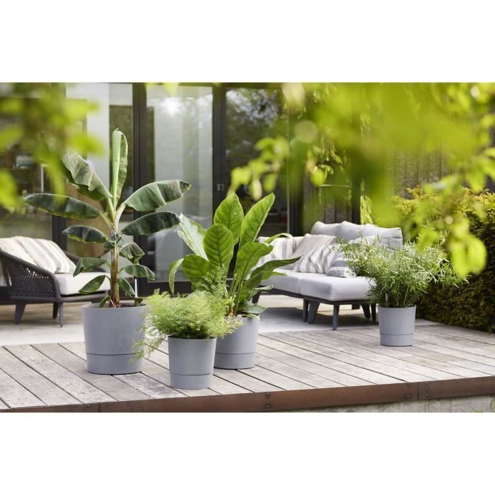 ELHO - Vaso da fiori - Greensense Aqua Care Round 30 - Cemento chiaro - Interno/esterno -  29,5 x H 29,1 cm