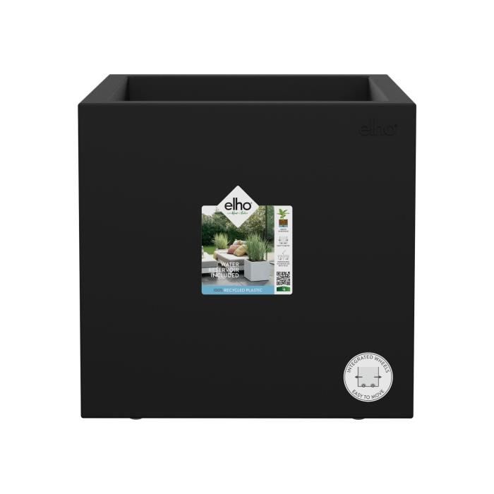Elho Vivo Next Square 30 Fioriera - Nero -  30 x H 29 cm - da interno/esterno - 100% riciclato