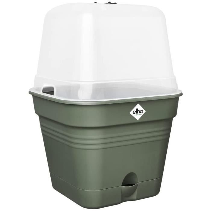 Pentola di fiori quadrati di base verde - plastica - serbatoio - 20 - verde foglia