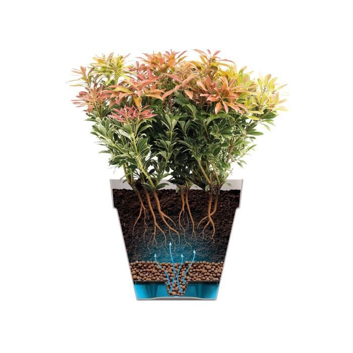 Vaso da fiori - Elho - Loft Urban Round - Ruote 40 - Viola - L 39 x P 38,5 x A 35 cm - Esterno - 100% riciclato