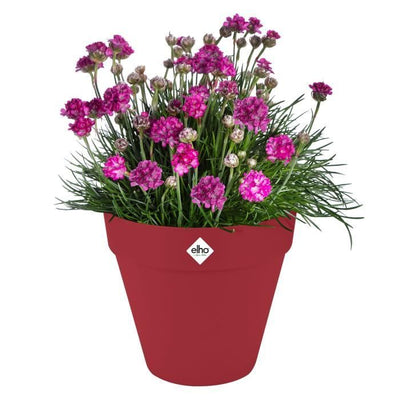 Vaso da fiori - Elho - Loft Urban Round - Ruote 40 - Rosso - L 39 x P 38,5 x H 35 cm - Esterno - 100% riciclato