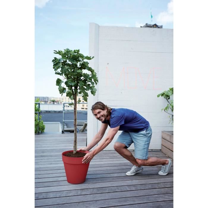 Vaso da fiori - Elho - Loft Urban Round - Ruote 50 - Rosso - L 49 x P 48,5 x A 45 cm - Esterno - 100% riciclato