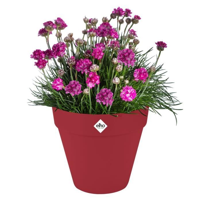 Vaso da fiori - Elho - Loft Urban Round - Ruote 50 - Rosso - L 49 x P 48,5 x A 45 cm - Esterno - 100% riciclato